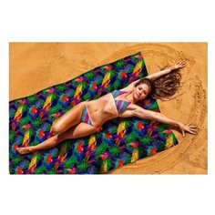 Пляжное Покрывало стеганое Сирень "Яркие попугаи", 145*200 см