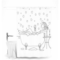 Шторка для ванной Сирень "В ванной", 145х180 см