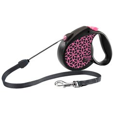 TRIOL FLEXI LIFE PINK тросовый поводок рулетка для животных 5 м размер S черно-розовый (1 шт)