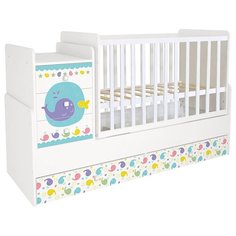 Кроватка детская Polini kids Simple 1100 Морская история, белый