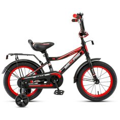 Детский велосипед MaxxPro ONIX 14 чёрно-красный с боковыми колесами