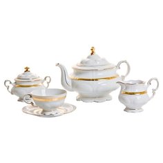 Чайный сервиз на 6 персон 15 предметов Leander "Соната /Золотая лента" / 085525