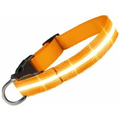 Светящийся ошейник для собак Goodly, светодиодный LED, оранжевый, размер L, 35-50 см