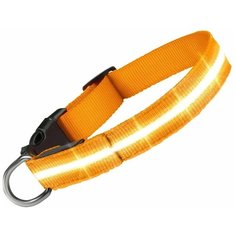 Светящийся ошейник для собак Goodly, светодиодный LED, оранжевый, размер M, 30-38 см