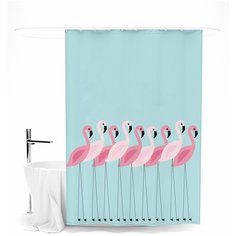 Шторка для ванной Сирень "Танцующие фламинго"