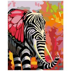 Полосатый слон Раскраска картина по номерам на холсте