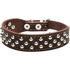 Ошейник кожаный коричневый CHOKERZ с металлическими клепками для маленьких и средних собак