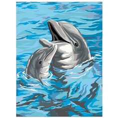 Дельфины Раскраска картина по номерам на холсте