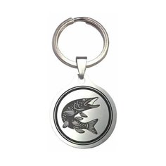 Брелок талисман оберег амулет славянский гороскоп на ключи, сумку металлический сувенир, подарок с гравировкой "Жемчужная щука" ОптимаБизнес