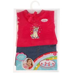 Карапуз Юбка и футболка для кукол 40-42 см OTF-1913S-RU малиново-синий