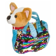 Собачка в сумке с пайеткиами, Bondibon" милота" c ошейником и поводком, чихуахуа 19 cм