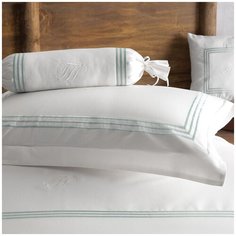 Комплект постельного белья Tivolyo home LINE NAKISLI deluxe бирюзовый (Евро)