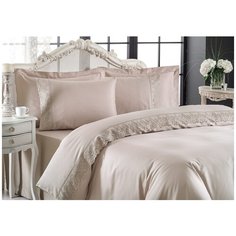 Комплект постельного белья Tivolyo home LINA коричневый (1,5 сп)