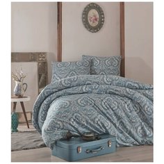 Комплект постельного белья Kristal Home MINZE бирюзовый (Евро)