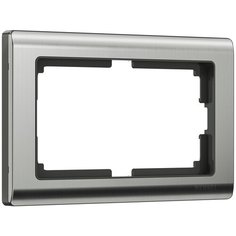 Рамка из металла для двойной розетки Metallic глянцевый никель Werkel W0081602/ Рамка для двойной розетки Metallic (глянцевый никель)