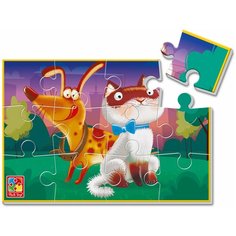 Мягкие пазлы А5 "Кот и собака" 12 элементов Vladi Toys