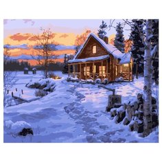 Картина по номерам PK 41095 Уют зимнего домика в лесу 40*50 Эксклюзив Paintboy