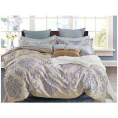 КПБ Cleo сатин набивной "Satin de Luxe" двуспальный 180*210*1 230*240*1 70*70*2 20/735-SK