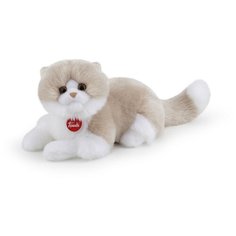 Мягкая игрушка Бежево-белая кошка Гиада лежачая, 20x20x47см Trudi