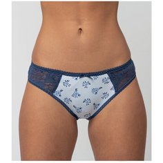 Salvador Dali Трусы слипы низкой посадки с принтом и кружевом, размер S(44-46), белый/синий