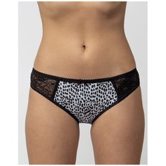 Salvador Dali Трусы слипы низкой посадки с принтом и кружевом, размер S(44-46), черный с принтом