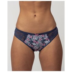 Salvador Dali Трусы слипы низкой посадки с принтом и кружевом, размер XL(50-52), синий цветочный принт