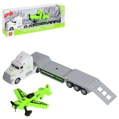 Машинка детская инерционная с автоплатформой, в комплекте самолет, свет, звук, в/к 39*7,8*14,8 см Компания Друзей