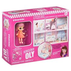 Игровой набор "Мебель" Bondibon, Кукольный уголок (Ванная комната 13,5х13,5х13,5 см) и куколка Oly