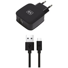 Зарядное устройство для телефона 1USB 2.4A+кабель USB-Type-C Exployd Sonder QC3.0 1m Black