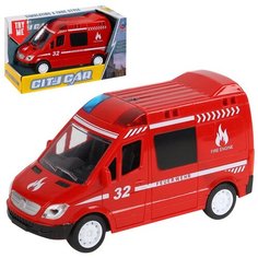 Машинка детская инерционная "Пожарная", на батарейках, свет, звук, цвет красный, в/к 19,5*8,8*11 см Компания Друзей