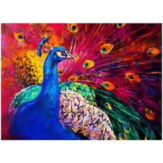 Набор для творчества Рыжий кот Холст с красками по номерам Великолепный павлин (20цветов) 30х40 см