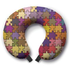 Подушка для шеи Ambesonne Красочные пазлы, разноцветный
