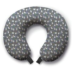 Подушка для шеи Ambesonne Крольчата, серый/белый