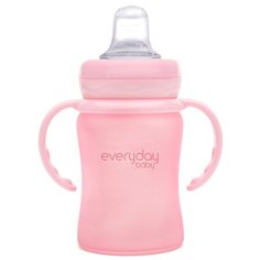 Бутылочка-поильник EveryDay Baby с мягким носиком из стекла 150 мл светло-розовая