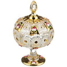 КОНФЕТНИЦА С КРЫШКОЙ LEFARD GOLD GLASS диаметр - 11 см, высота - 18, 5 см