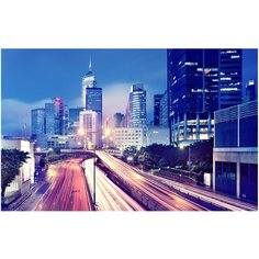 Фотообои бумажные Симфония Неоновый город К-023 2х1.4м синий