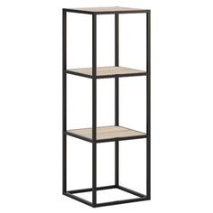 Стеллаж 3 полки, 40x40x116,4 см, материалы: алюминий/ЛДСП, Черный муар/Дуб Сонома НАЙДИ