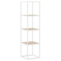 Стеллаж 4 полки, 40x40x154,6 см, материалы: алюминий/ЛДСП, Белый муар/Дуб Сонома НАЙДИ