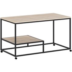 Стол журнальный на колесных опорах ПЭЙПЕР, (Черный муар, ЛДСП (Дуб Сонома)) НАЙДИ