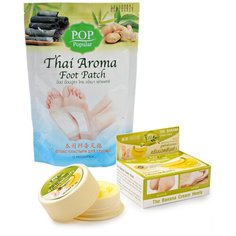 POP AROMA/BIO WAY Набор: детокс-патчи для ног от усталости и крем для ног увлажняющий с бананом 5 шт/30 г