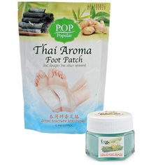 POP AROMA/BIO WAY Набор: детокс-патчи для ног от усталости и бальзам для ног лемонграс 5 шт/25 г