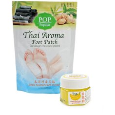 POP AROMA/BIO WAY Набор: детокс-патчи для ног от усталости и бальзам для кожи ног с бананом 5 шт/25 г