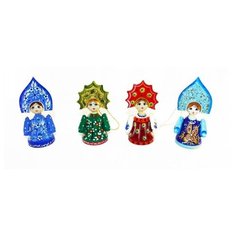 Колокольчик Кукла в разных кокошниках средний Wood Fun
