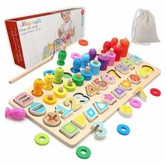 Развивающая доска-сортер 5 в 1 большая Wood Fun