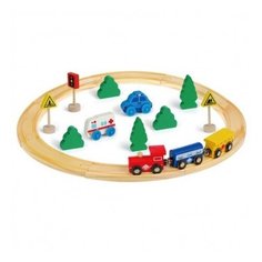 Деревянная железная дорога 26 деталей с поездом на батарейках Wood Fun