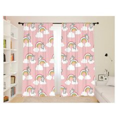 Фотошторы Сирень для детской "Котятки на радуге, розовый", 145*260 2 шт.