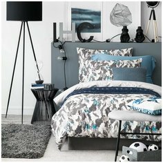 Togas / КПБ флинт серый 1.5-спальный 145x200/180x220/50x70, 100% Хлопок Сатин, Принт