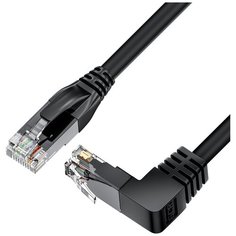 Патч-корд GCR RJ-45 - RJ-45 (нижний угол) (GCR-LNC503D), черный, 3 м
