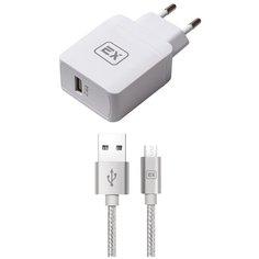 Зарядное устройство для телефона 1USB 2.4A+кабель USB-Micro Exployd Sonder EX-Z-623 QC3.0 1m White