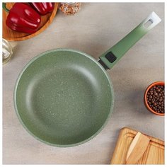 Сковорода Kukmara съемная ручка, d 24 см, h 60 мм, фисташковый мрамор